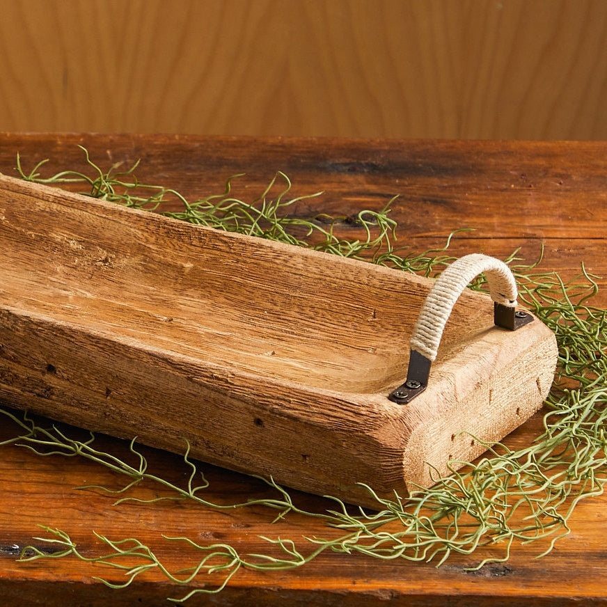 Rustic Wood Coffee Table Tray with Handles, Farmhouse Centerpieces for Dining Table, Decorative Trays for Coffee Bar, Entryway Decor on