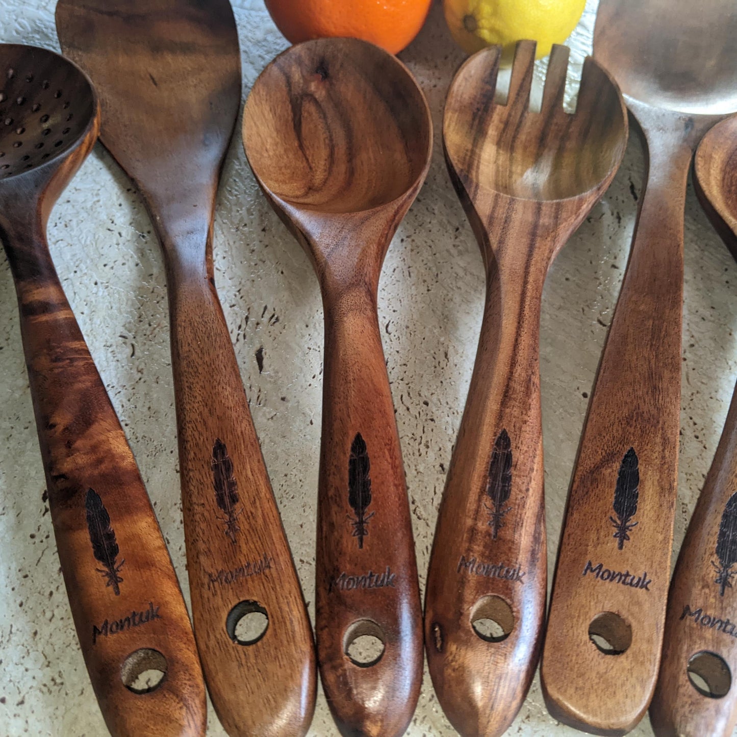 Montuk 6 Pcs Natural Teak Wood Cooking Utensils Set for Kitchen, Spoon Set.