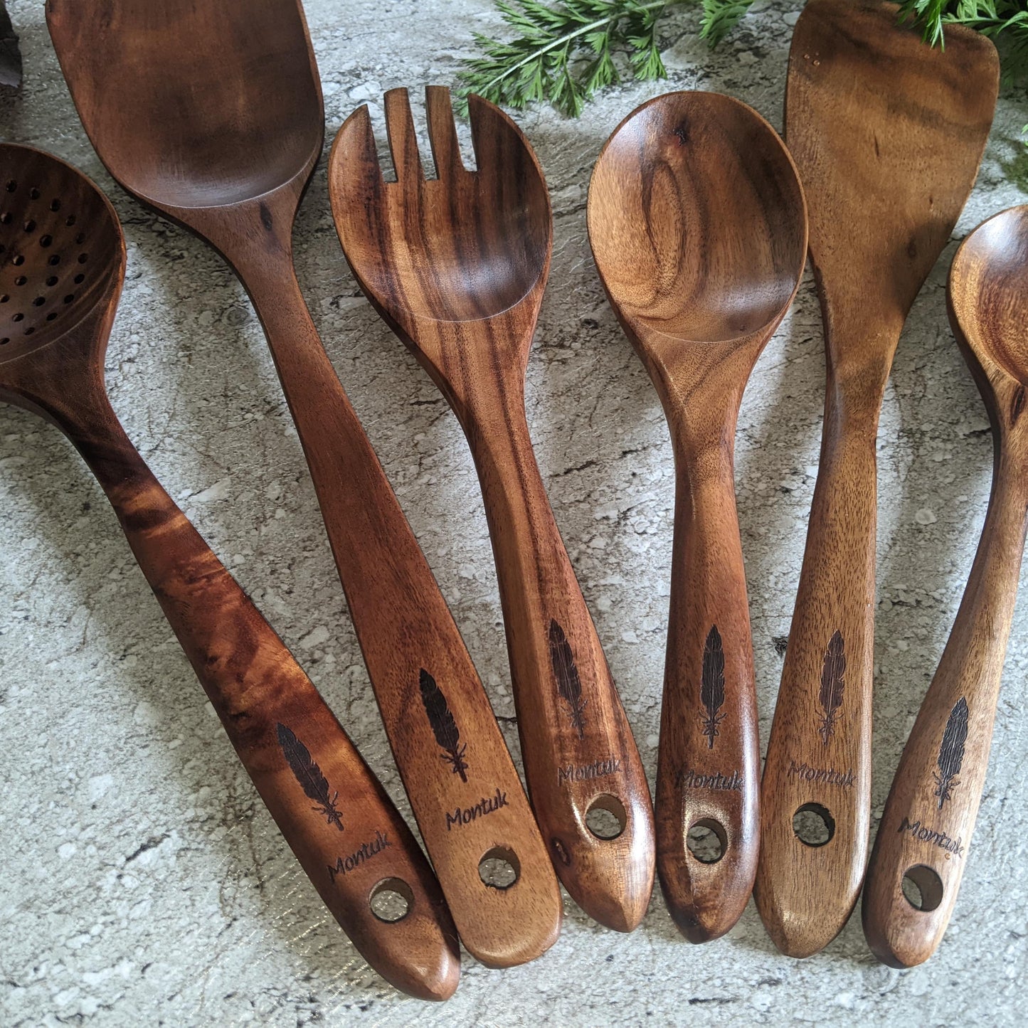 Montuk 6 Pcs Natural Teak Wood Cooking Utensils Set for Kitchen, Spoon Set.