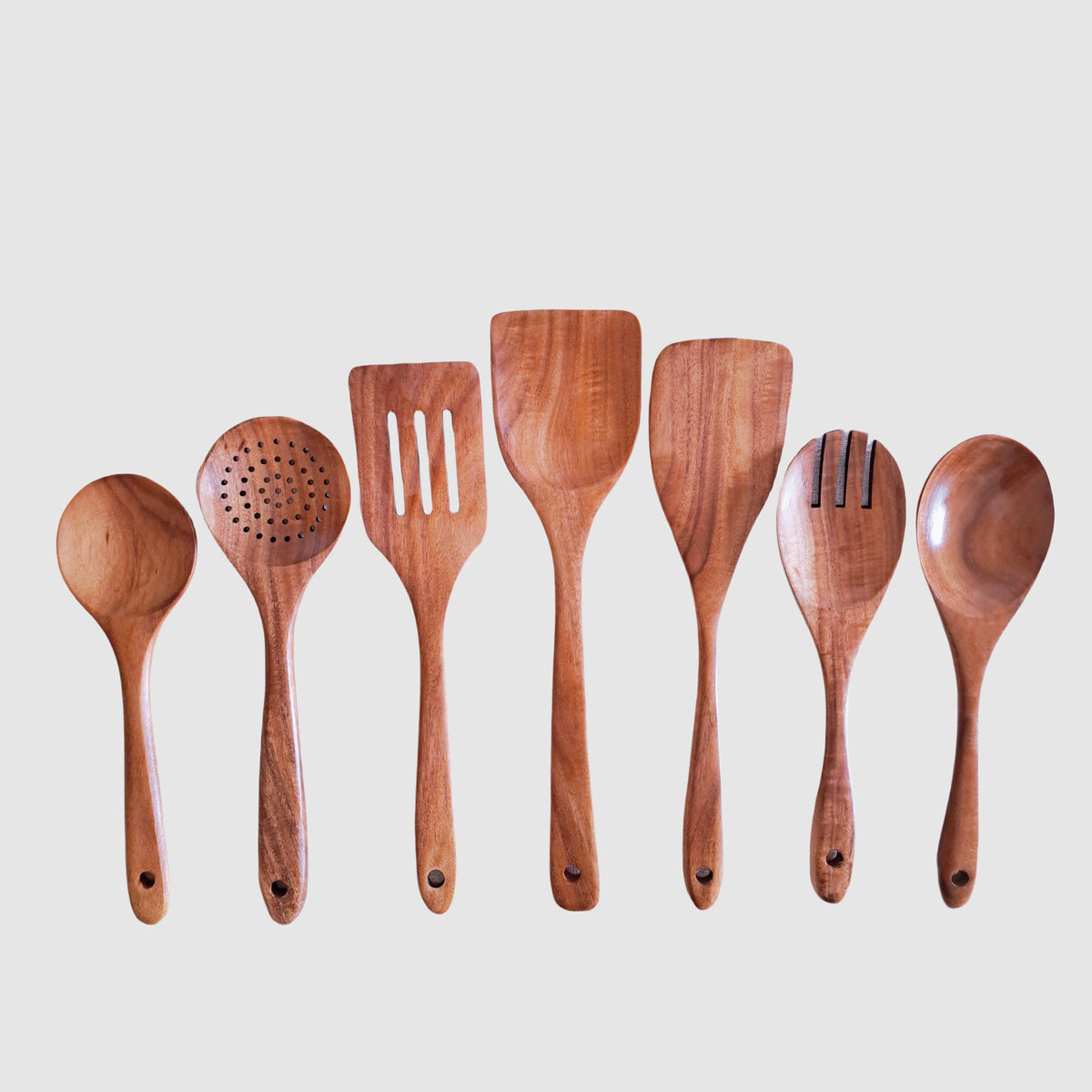Teak Wood Kitchen Utensil Set | 9-Piece, Heat-Resistant